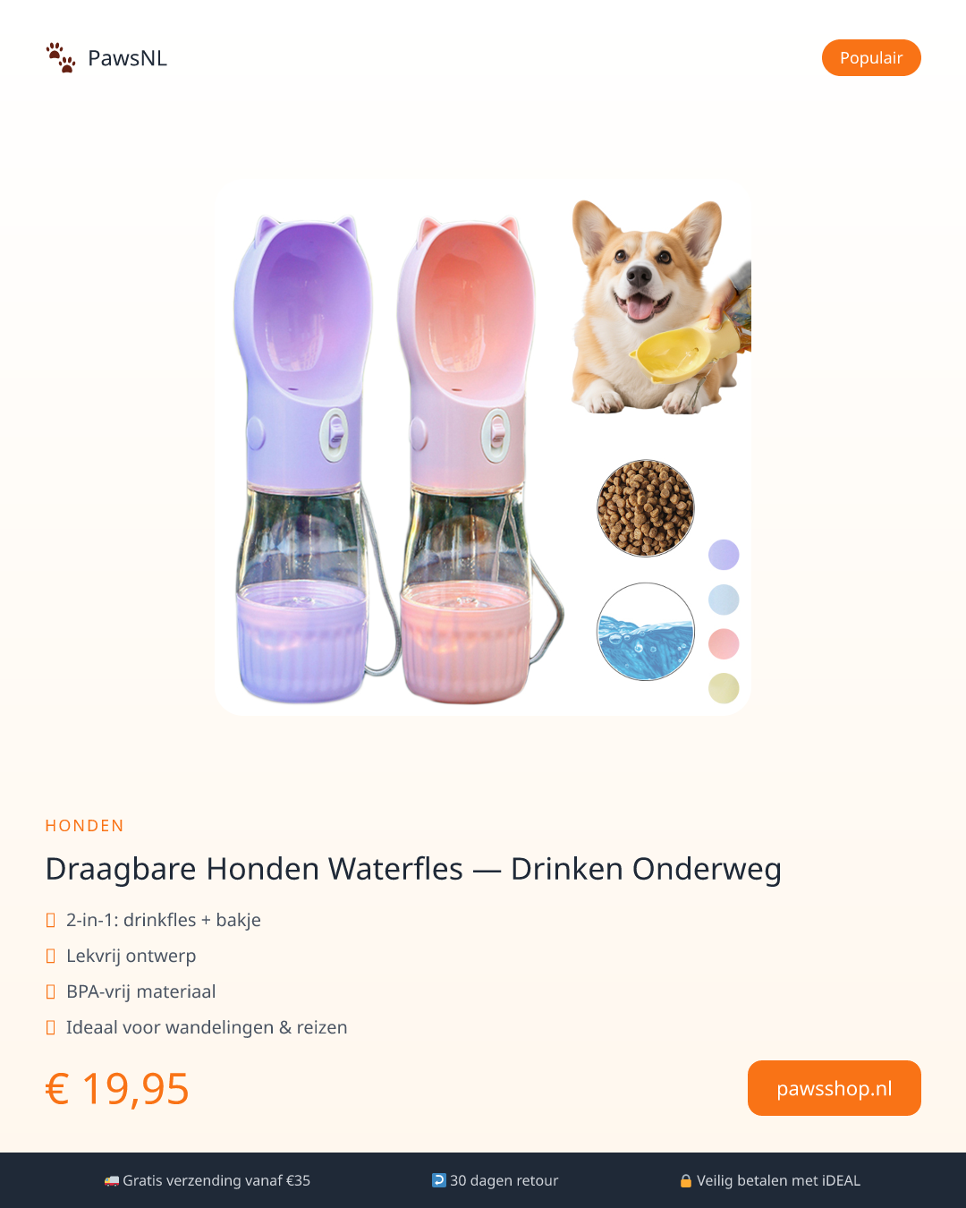 Draagbare Honden Waterfles — Drinken Onderweg - thumbnail 3
