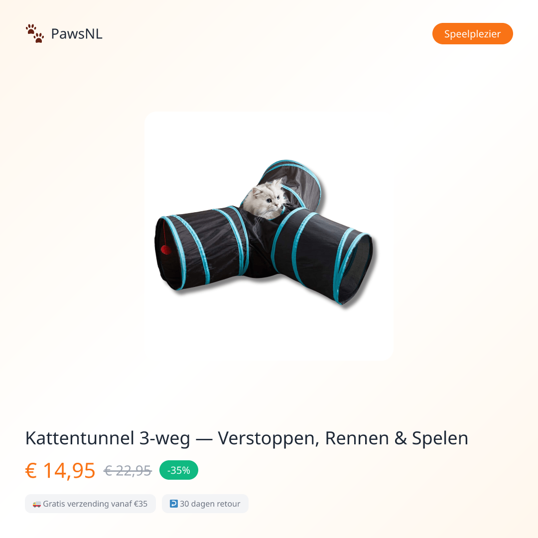 Kattentunnel 3-weg — Verstoppen, Rennen & Spelen