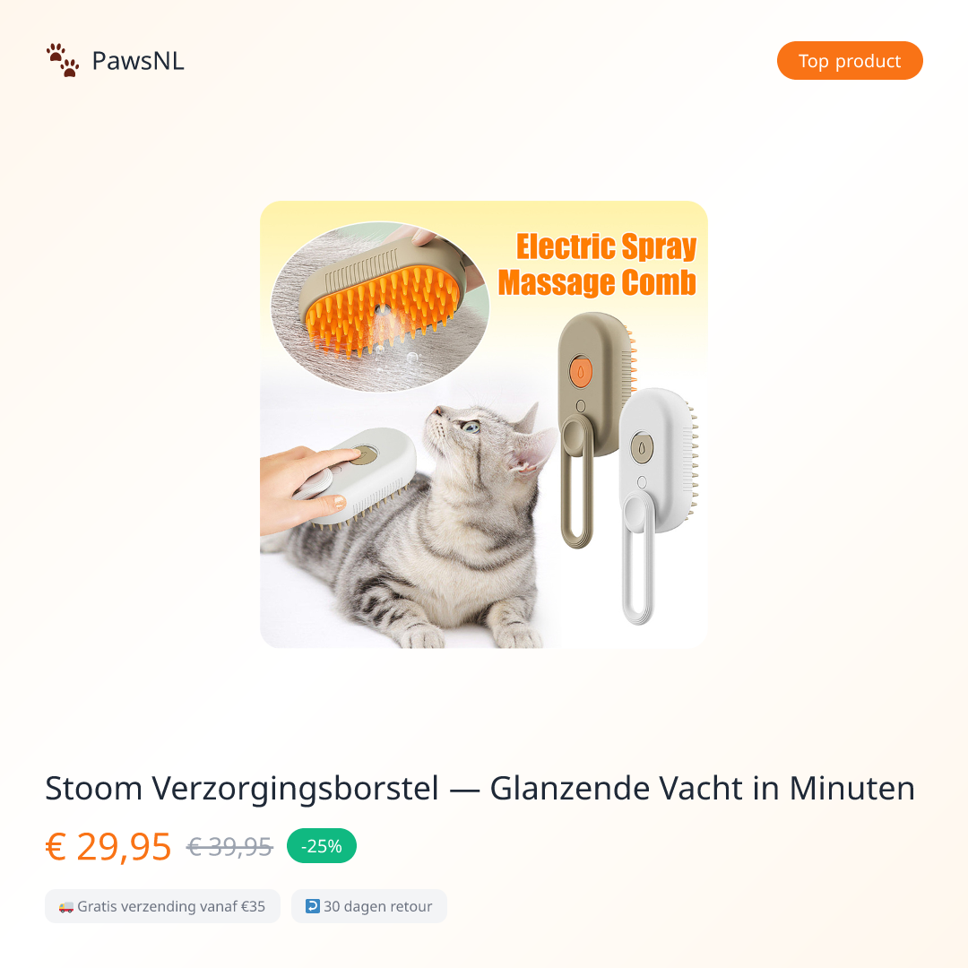 Stoom Verzorgingsborstel — Glanzende Vacht in Minuten