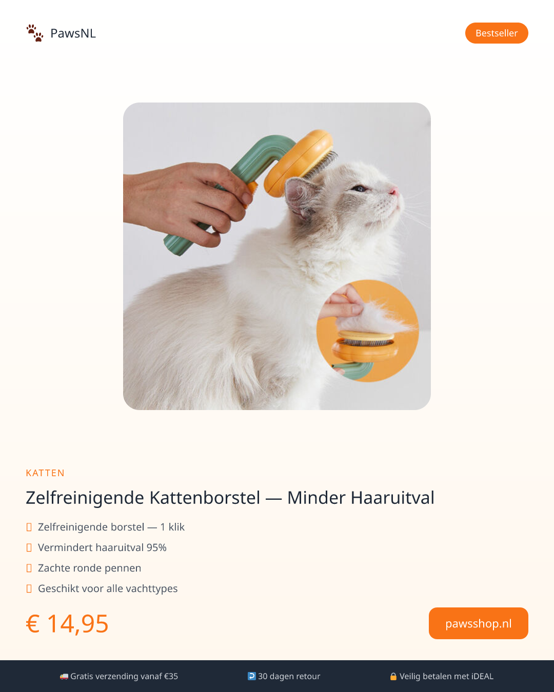 Zelfreinigende Kattenborstel — Minder Haaruitval - thumbnail 3